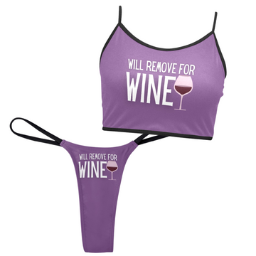 Remove for Wine Dark Magenta Top & Thong Set