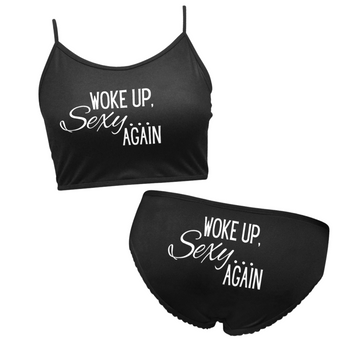 Woke Up Sexy Top & Undies Black - GetGifts