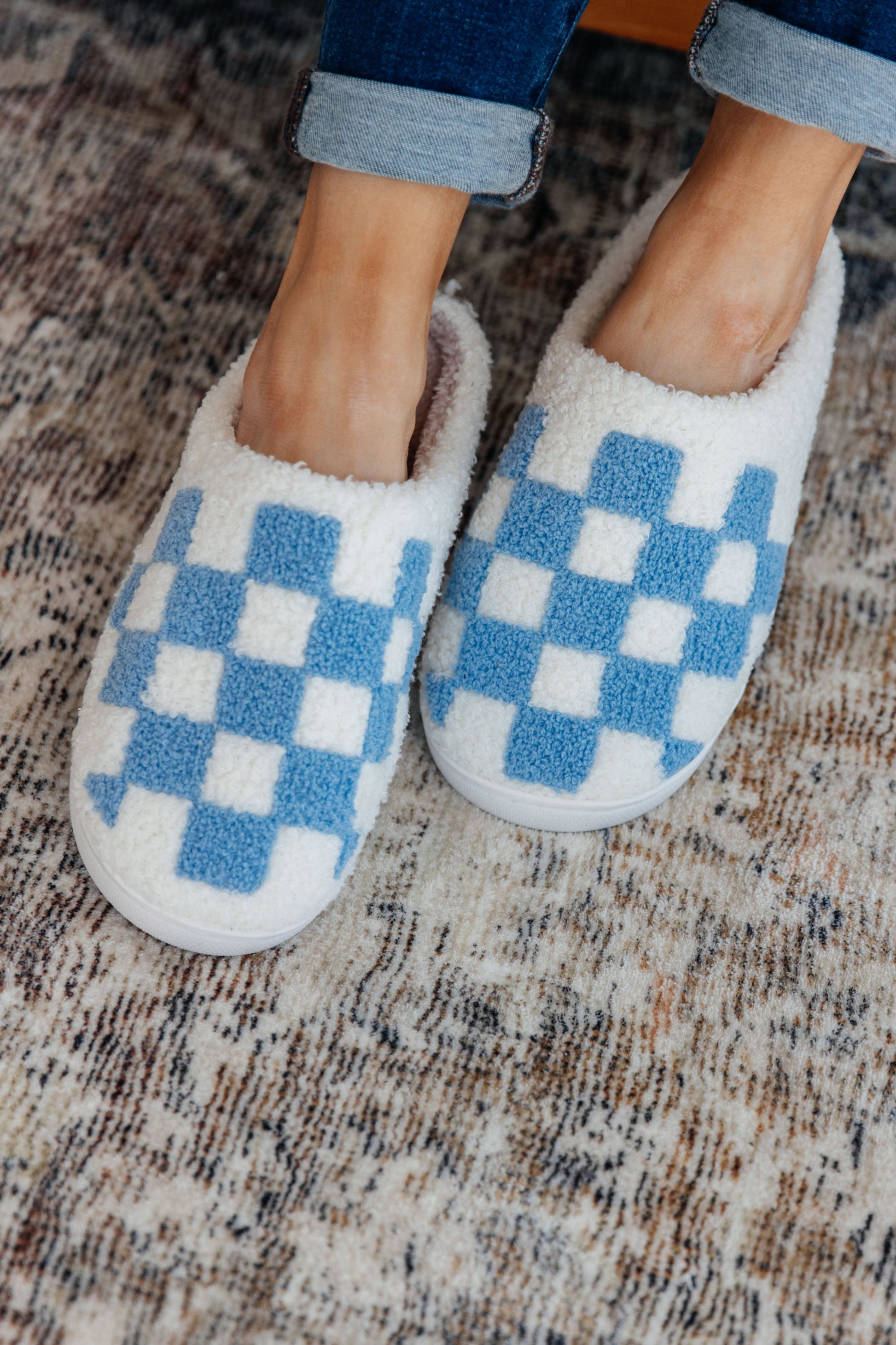 Checked Out Slippers in Blue - Sleep