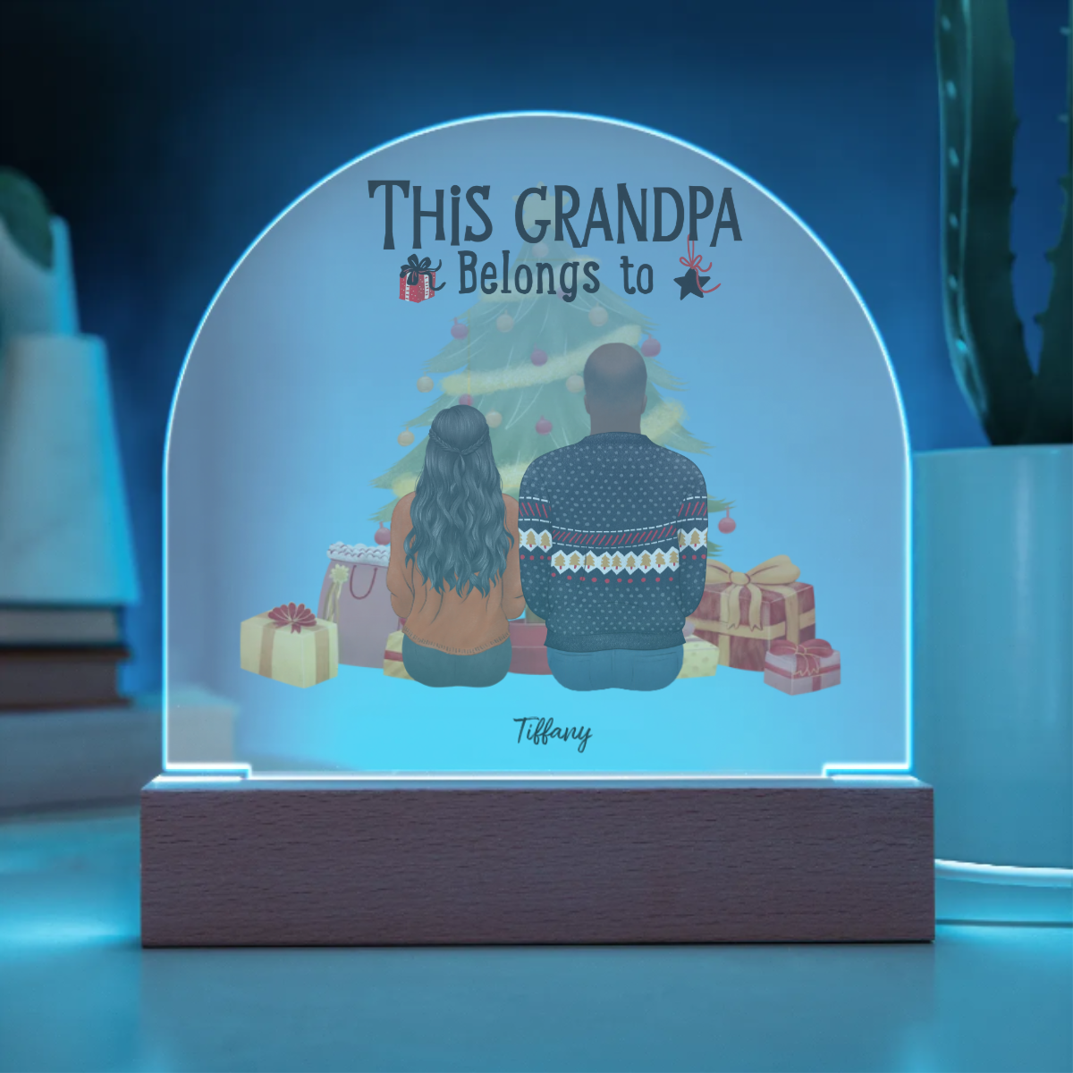 Grandfamily Christmas Dome Plaque - LED Base Acrylic