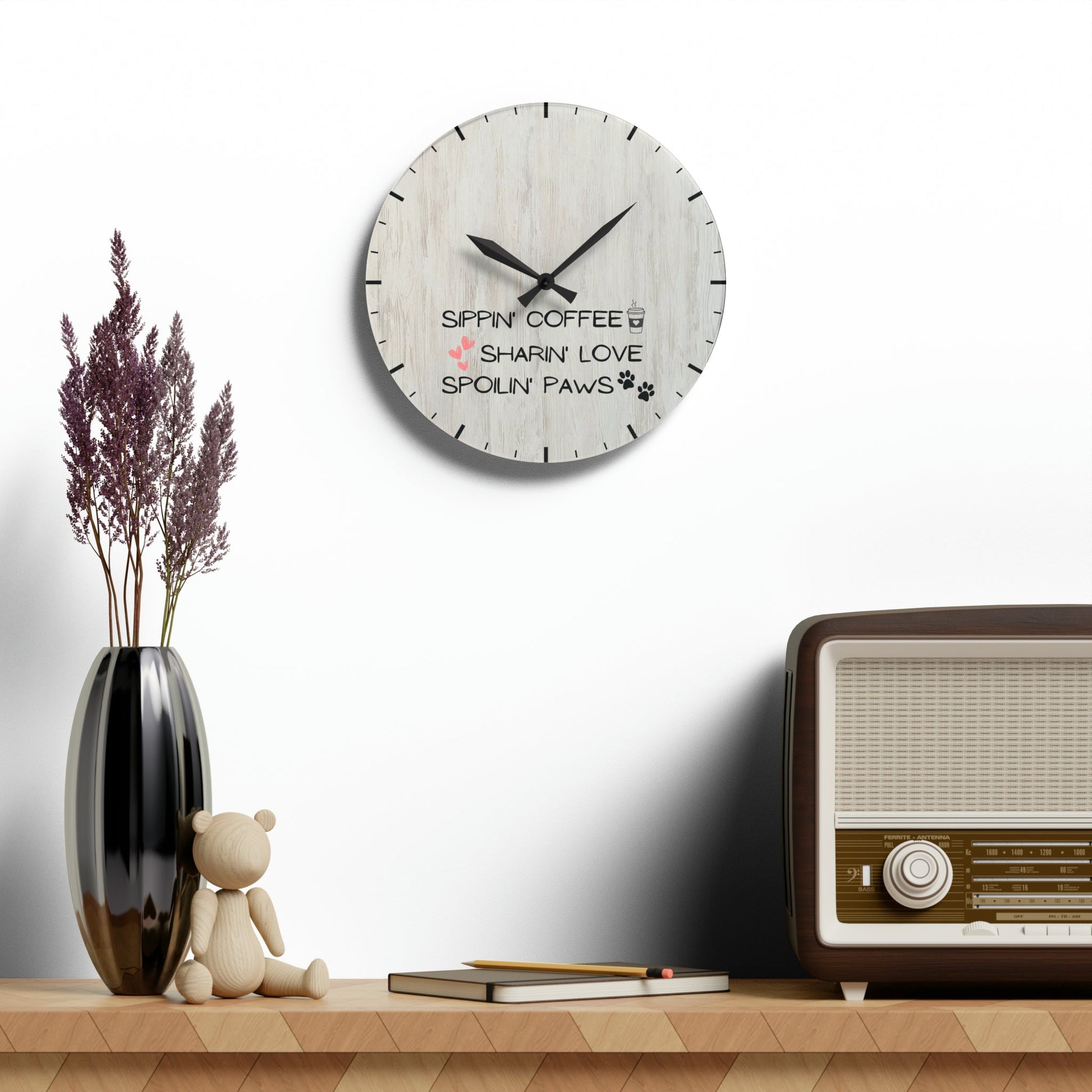 Sippin’ Sharin’ Spoilin’ Wall Clock - Home Decor