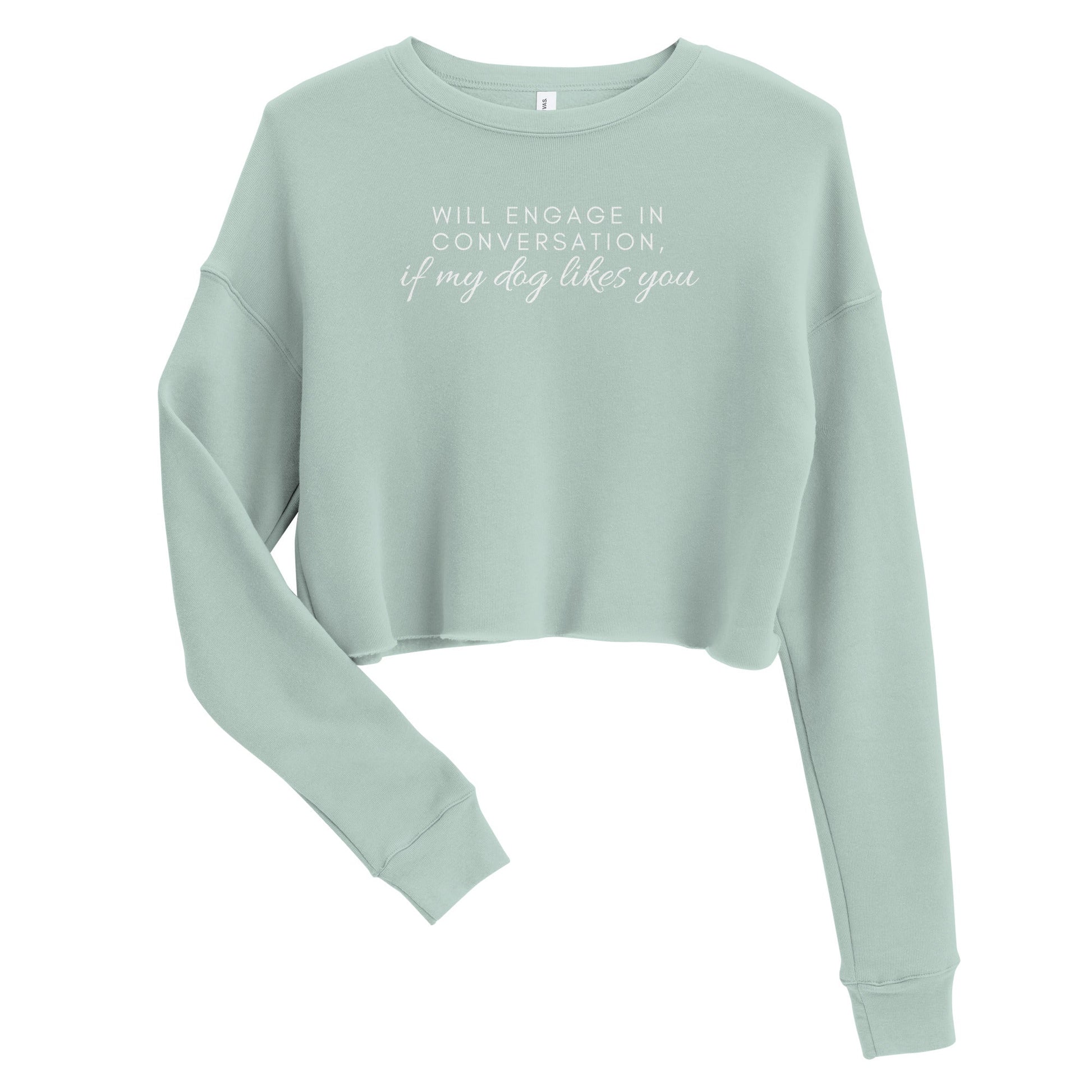 Will Engage in Convo Crop Sweatshirt - Dusty Blue / S