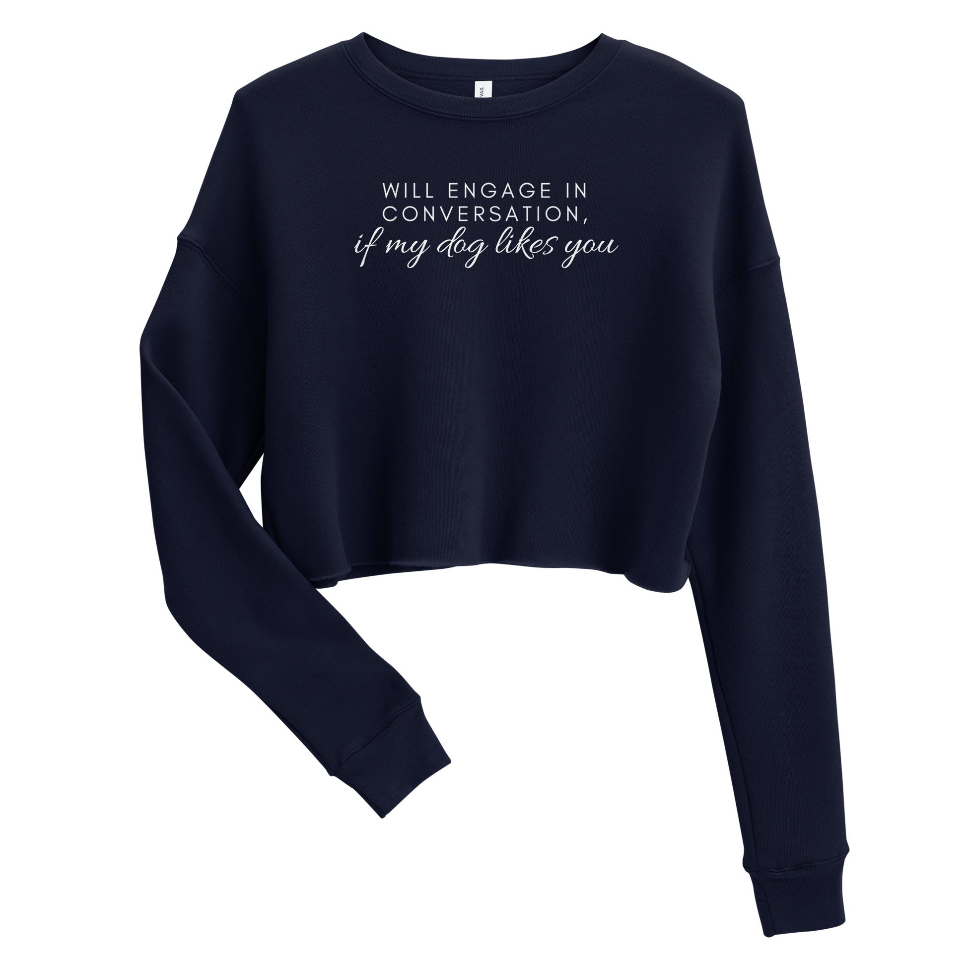 Will Engage in Convo Crop Sweatshirt - Navy / S